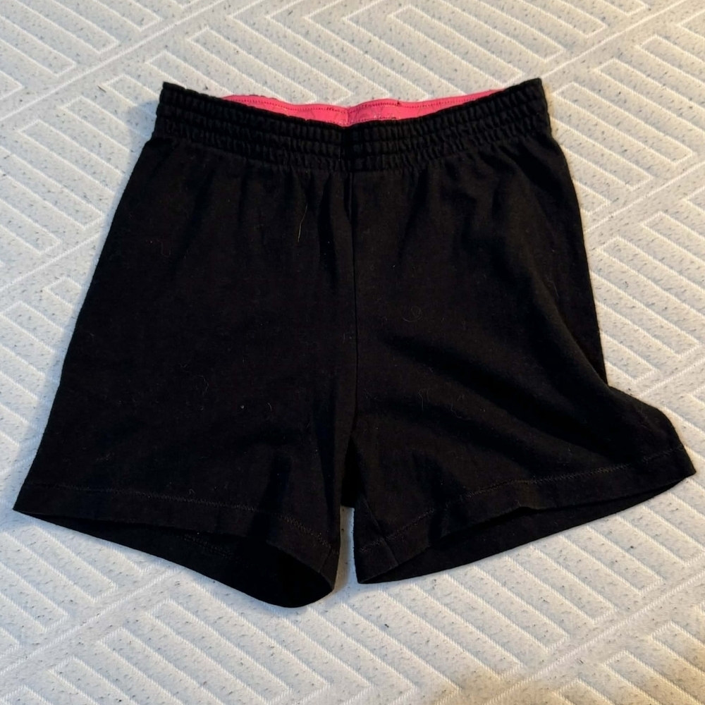 Wonder Nation Black Athletic Shorts Fold Over Waist Girl's Small (6/6×) Sport
